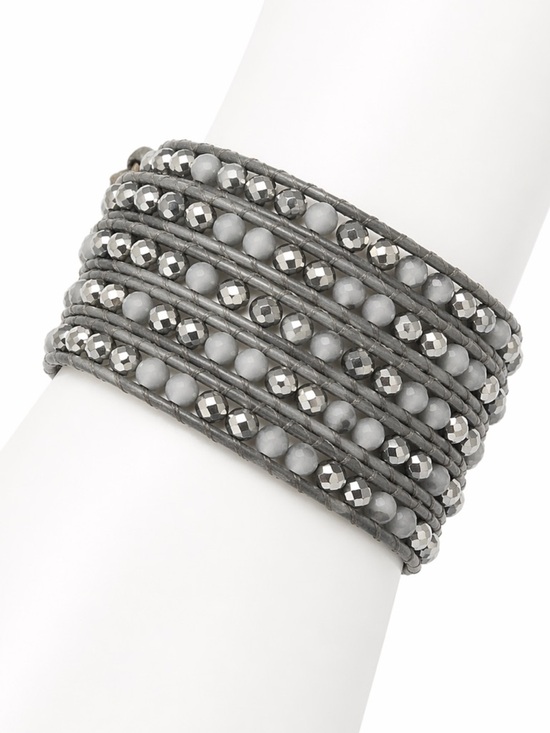 Victoria Emerson Accessories - Victoria Emerson Gray Beaded Wrap Bracelet with Sparkle Accents